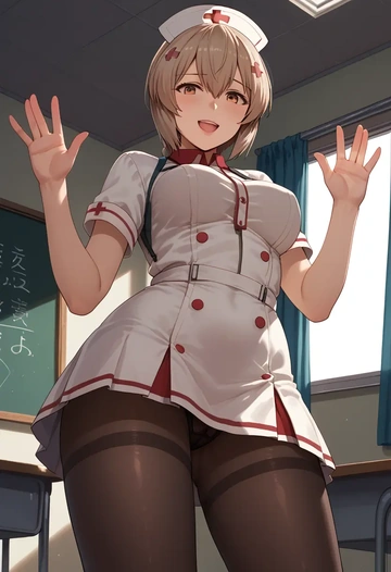 kantai_collection,ayanami_(kancolle),nurse pantyhose,mini skirt, sexy  - AI generated anime art