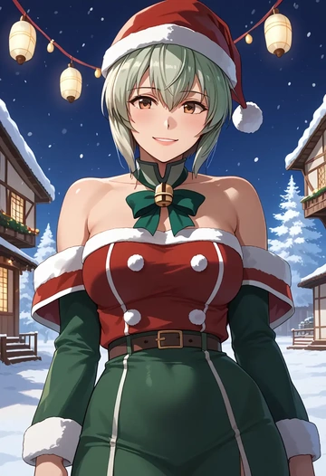 kantai_collection,ayanami_(kancolle),Christmas,dress  - AI generated anime art