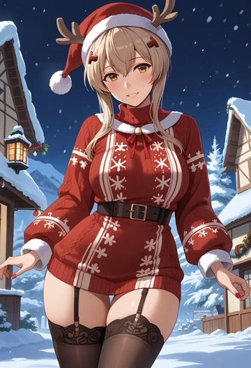 kantai_collection,ayanami_(kancolle),sweater,stockings,Thigh garters  - AI generated anime art