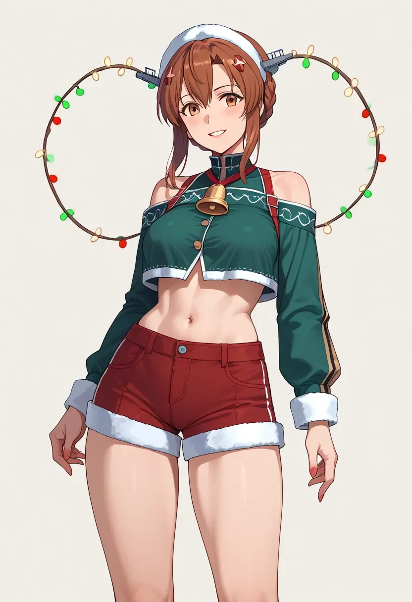 kantai_collection,ayanami_(kancolle),Christmas,red velvet shorts  - 