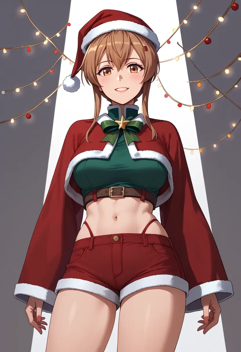 kantai_collection,ayanami_(kancolle),Christmas,red velvet shorts  - 