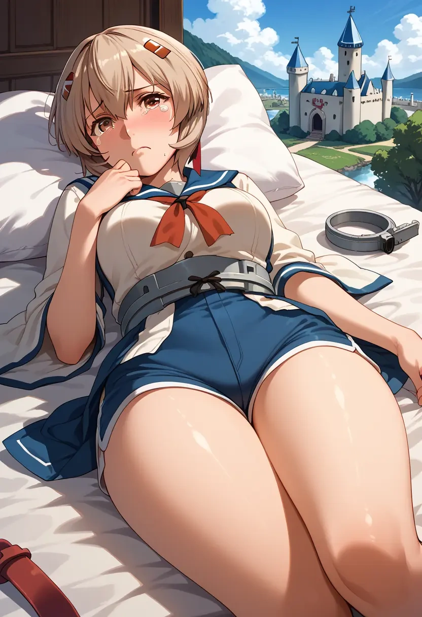 kantai_collection,ayanami_(kancolle),jogger shorts,oversized tank  - 