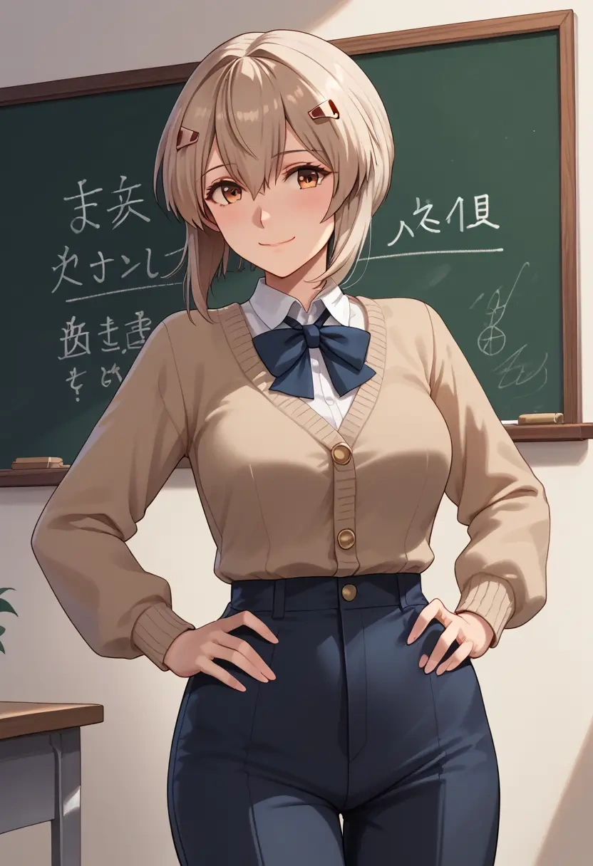 kantai_collection,ayanami_(kancolle),teacher, sweater  - 