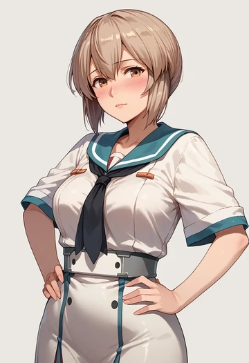 kantai_collection,ayanami_(kancolle),graphic tee,dolphin shorts  - AI generated anime art