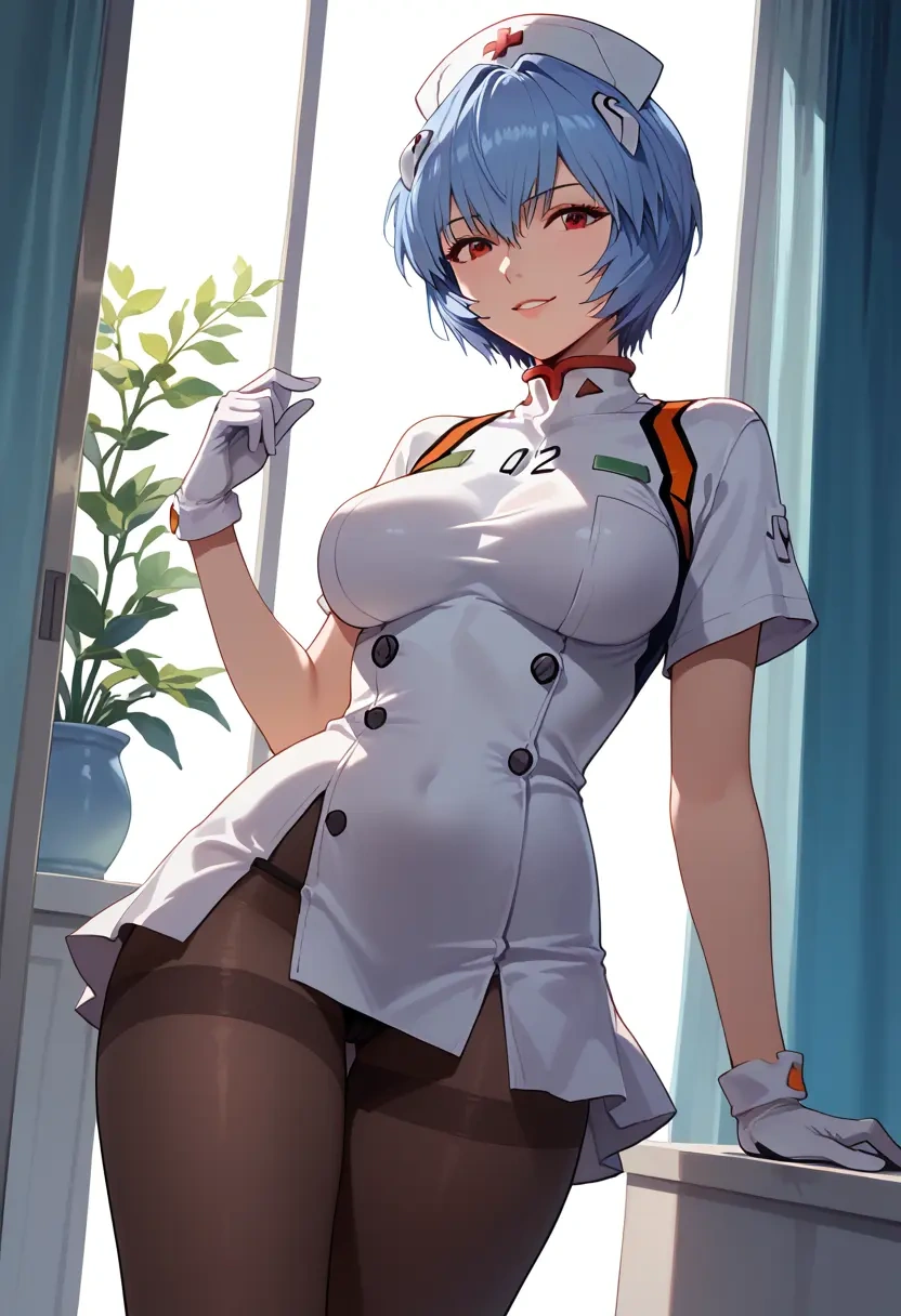 neon_genesis_evangelion,ayanami_rei,nurse, pantyhose,mini skirt  - 