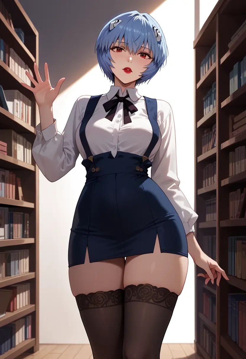 neon_genesis_evangelion,ayanami_rei,secretary,stockings  - 