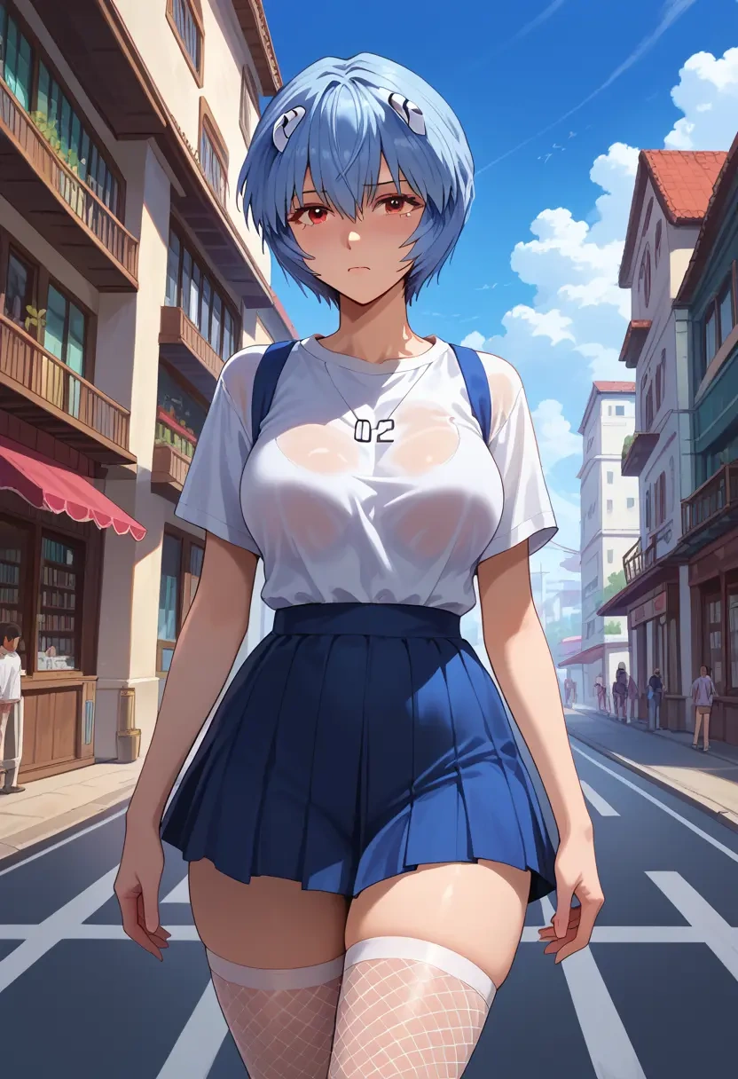 neon_genesis_evangelion,ayanami_rei,mini skirt, stockings  - 