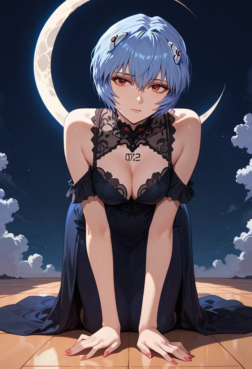 neon_genesis_evangelion,ayanami_rei,gothic priestess gown,high slit,embroidered veil  - 