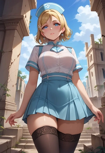 love_live!,ayase_eli,nurse pantyhose,mini skirt, sexy  - AI generated anime art