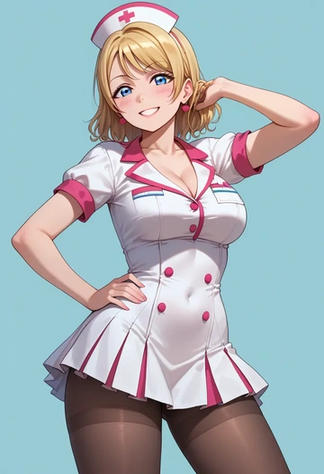 love_live!,ayase_eli,nurse, pantyhose,mini skirt  - AI generated anime art