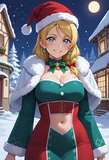 love_live!,ayase_eli,Christmas,dress  - AI generated anime art