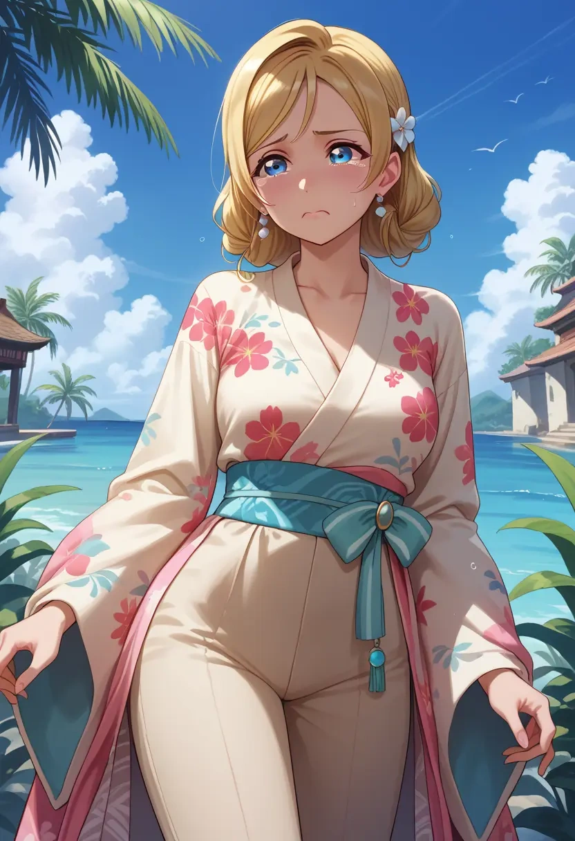 love_live!,ayase_eli,kimono,silk,wide-leg trousers  - 