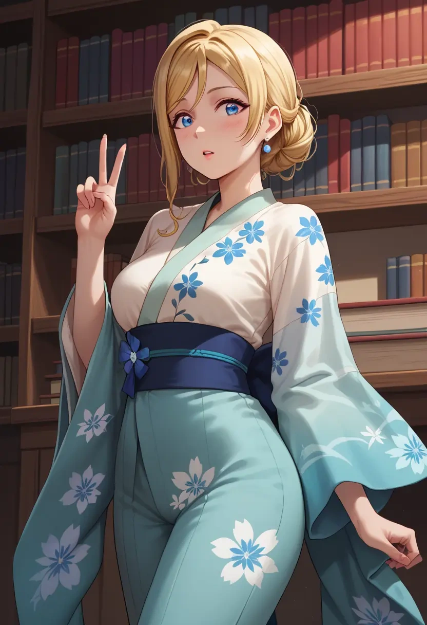 love_live!,ayase_eli,kimono,silk,wide-leg trousers  - 