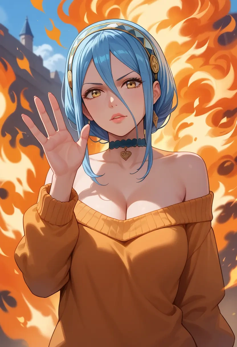 fire_emblem,azura_(fire_emblem),orange,sweater,choker  - 