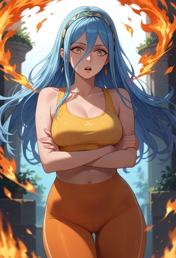 fire_emblem,azura_(fire_emblem),yoga shorts, bra  - AI generated anime art