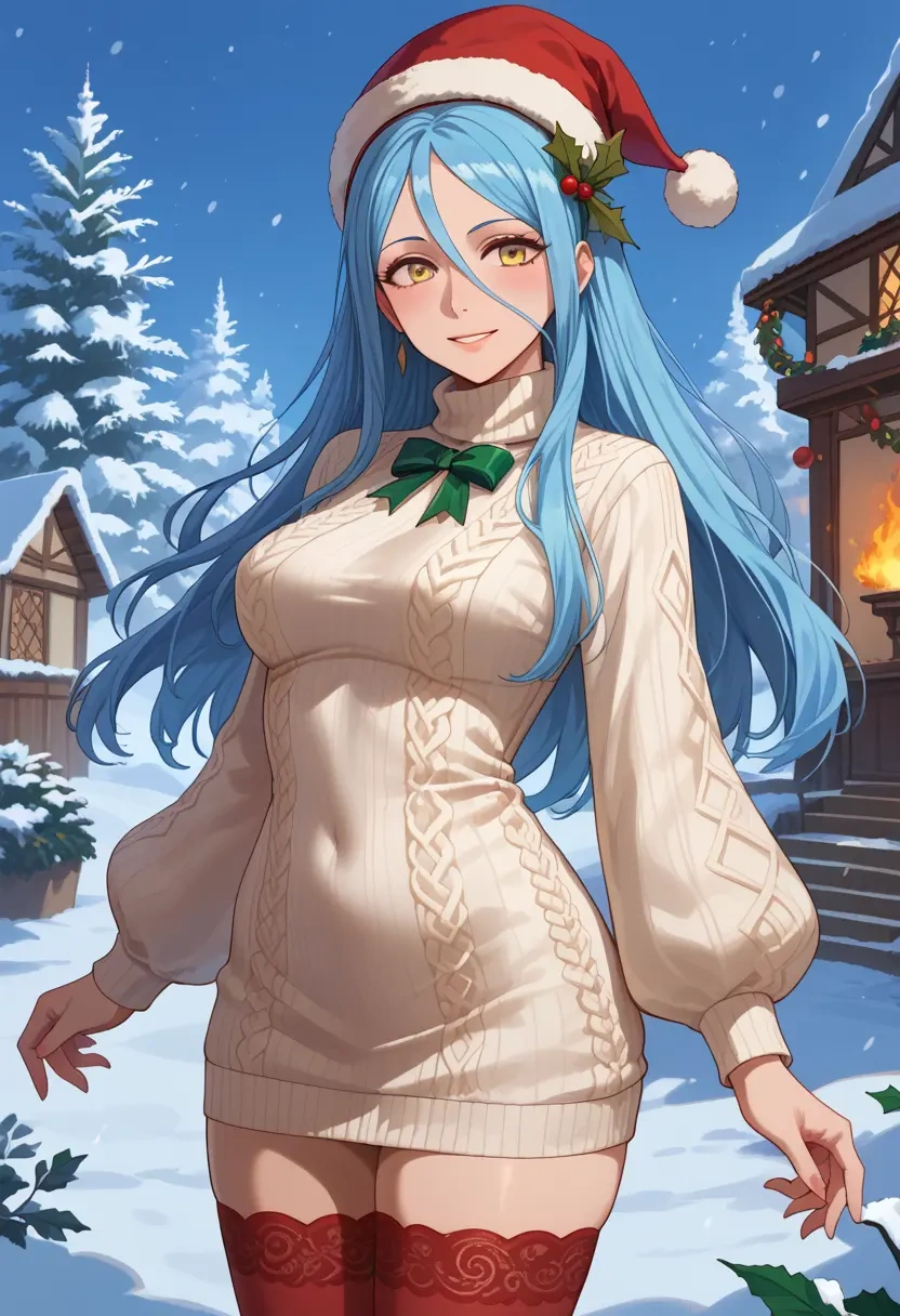 fire_emblem,azura_(fire_emblem),Christmas,sweater dress,stockings  - 