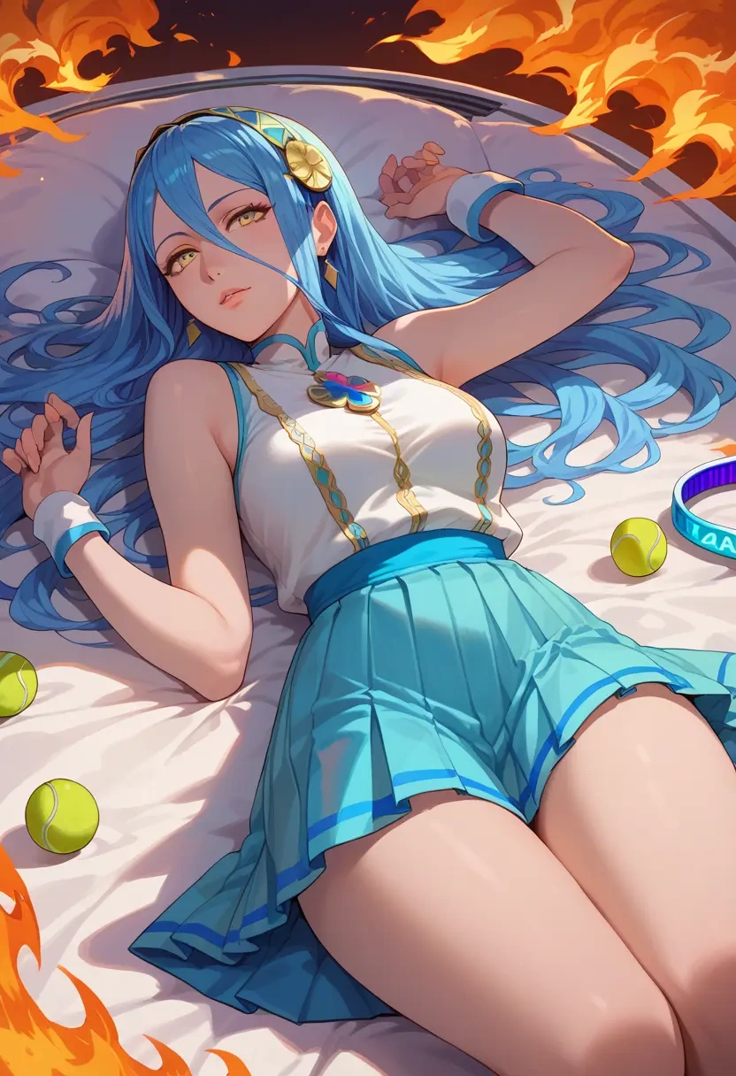 fire_emblem,azura_(fire_emblem),tennis dress,visor,trainers  - 