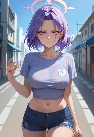 blue_archive,azusa_(blue_archive),denim shorts  - AI generated anime art