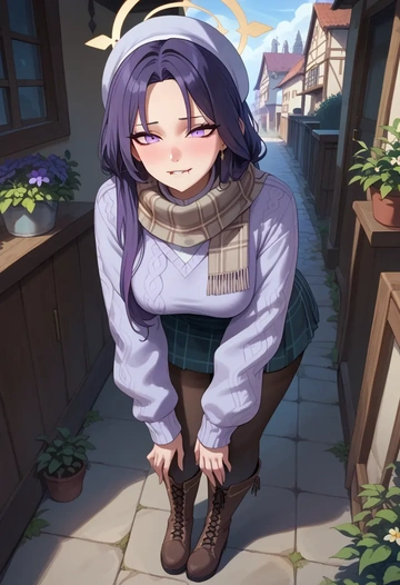 blue_archive,azusa_(blue_archive),winter,student uniform,fur-lined parka  - AI generated anime art