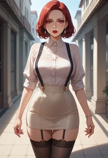 original,backbeako,secretary,stockings  - AI generated anime art