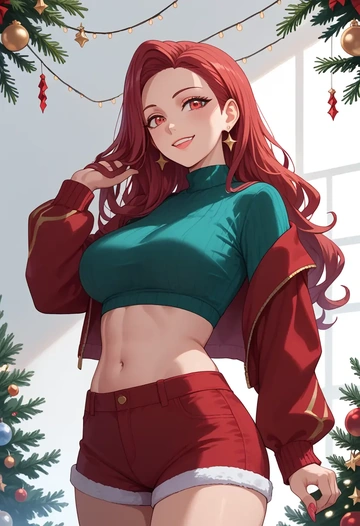 original,backbeako,Christmas,red velvet shorts  - AI generated anime art