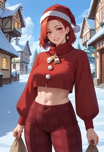 original,backbeako,Christmas,plaid trousers  - AI generated anime art