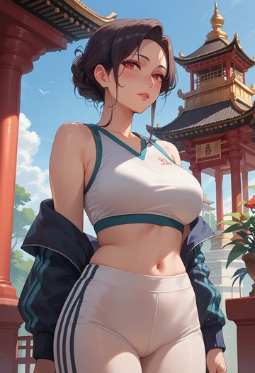 original,backbeako,sports crop,high-waisted shorts  - AI generated anime art