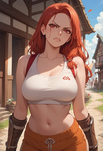 original,backbeako,sports crop,high-waisted shorts  - AI generated anime art