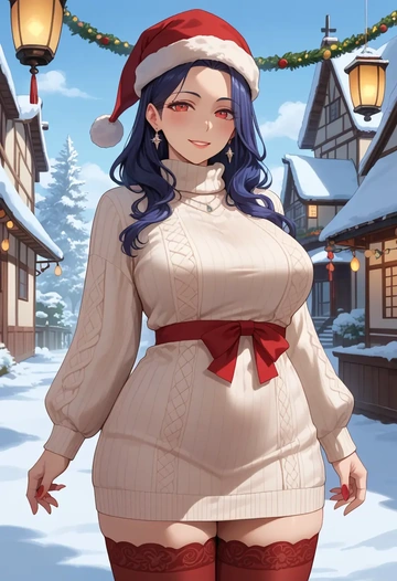 gegege_no_kitarou,backbeard,Christmas,sweater dress,stockings  - AI generated anime art