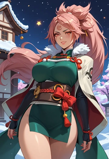 guilty_gear,baiken,Christmas,dress  - AI generated anime art