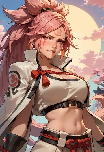 guilty_gear,baiken,crop top,athletic shorts  - AI generated anime art