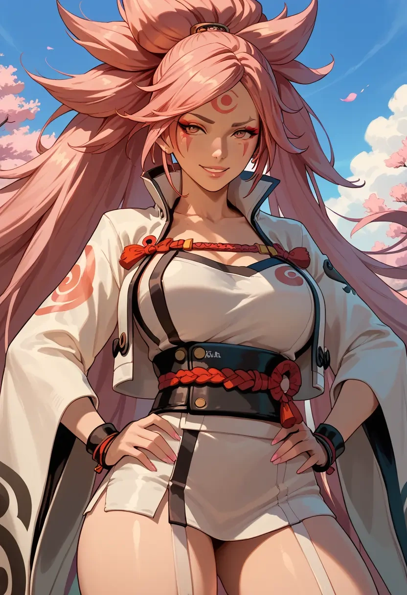 guilty_gear,baiken,crop top,athletic shorts  - 