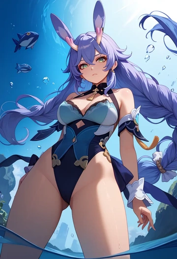 star rail,bailu,bunny girl  - AI generated anime art