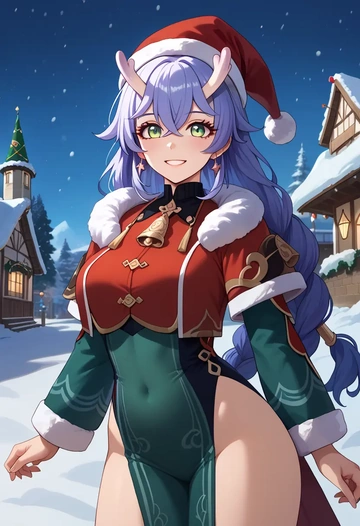 star rail,bailu,Christmas,dress  - AI generated anime art