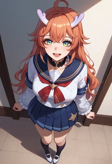 star rail,bailu,sailor, uniform  - AI generated anime art