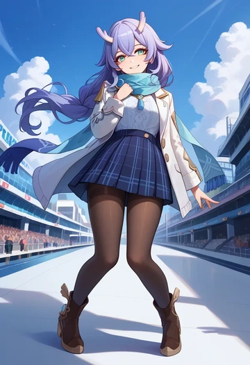 star rail,bailu,winter,student uniform,down jacket  - AI generated anime art