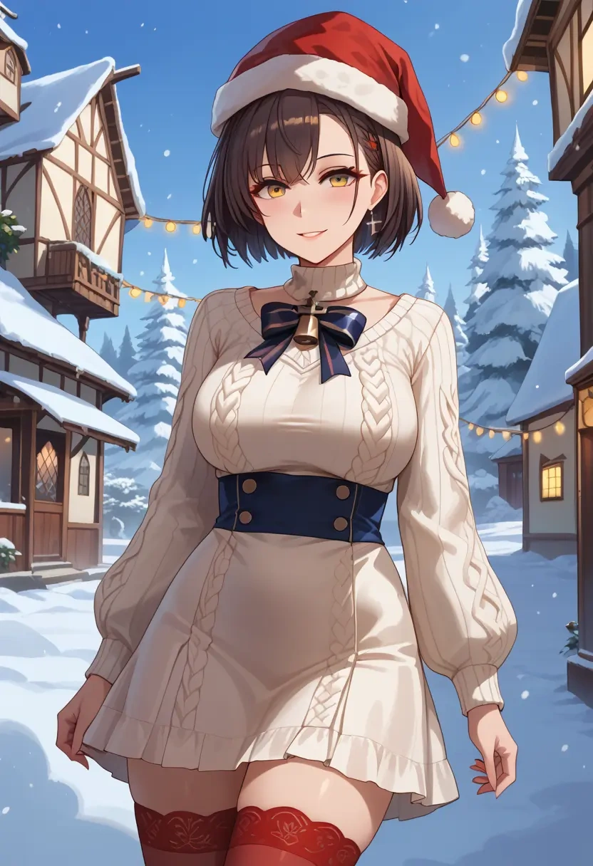 azur_lane,baltimore_(azur_lane),Christmas,sweater dress,stockings  - 