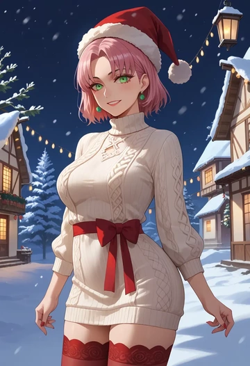 fate_(series),baobhan_sith_(fate),Christmas,sweater dress,stockings  - AI generated anime art