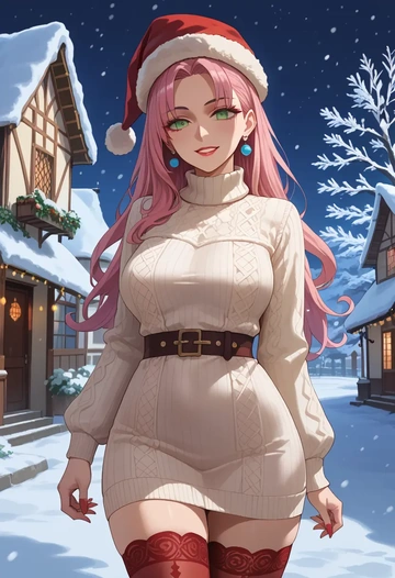 fate_(series),baobhan_sith_(fate),Christmas,sweater dress,stockings  - AI generated anime art