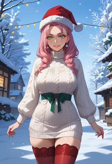 fate_(series),baobhan_sith_(fate),Christmas,sweater dress,stockings  - AI generated anime art