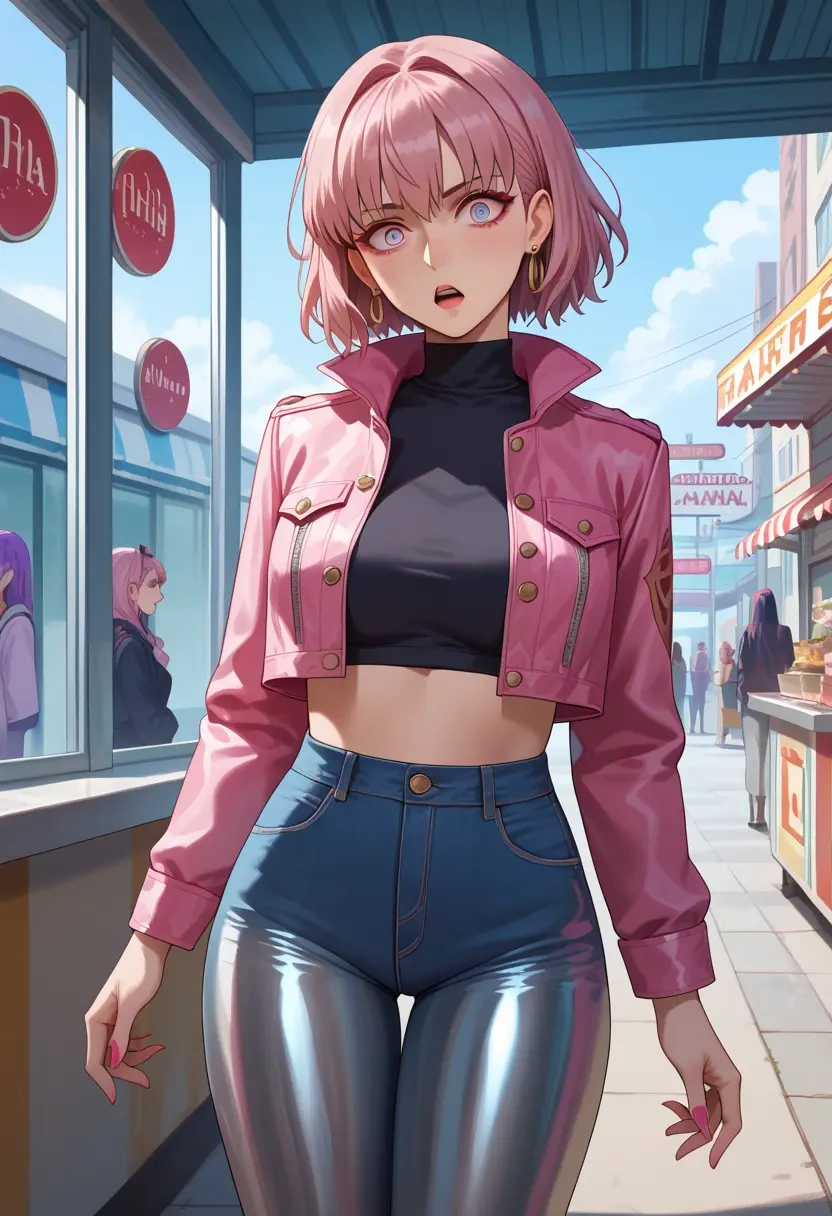 fate_(series),baobhan_sith_(fate),denim jacket,cropped,leather leggings  - 