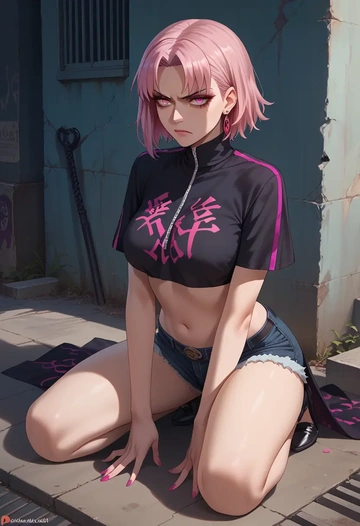 fate_(series),baobhan_sith_(fate),crop top,athletic shorts  - AI generated anime art