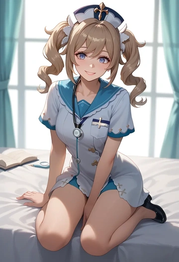 genshin impact,barbara_(genshin_impact),nurse  - AI generated anime art