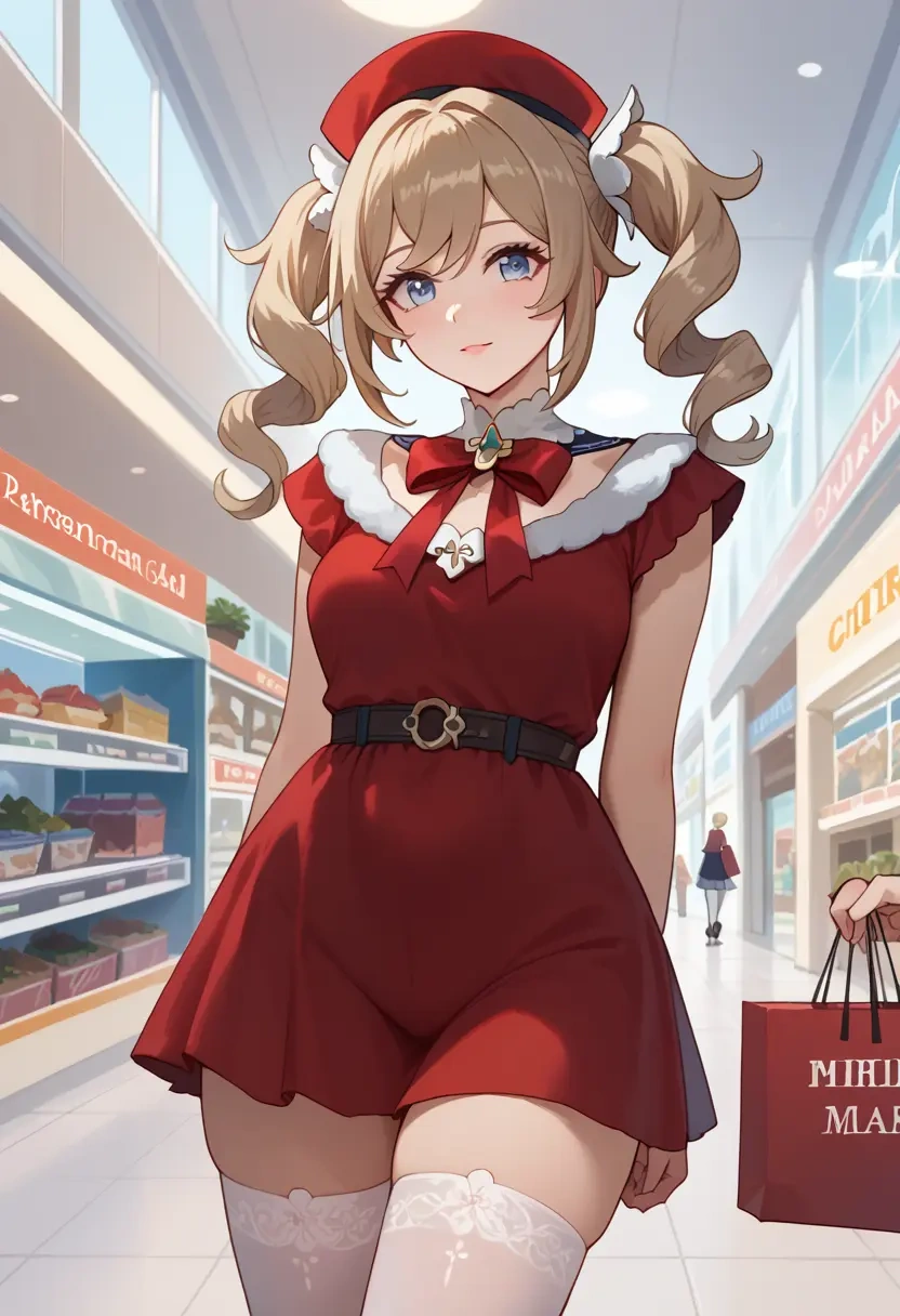 genshin impact,barbara_(genshin_impact),Christmas,sexy, stockings,  - 