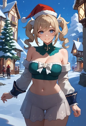 genshin impact,barbara_(genshin_impact),Christmas,dress  - AI generated anime art