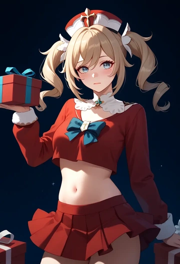 genshin impact,barbara_(genshin_impact),Christmas,skirt  - AI generated anime art