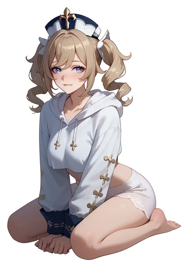 genshin impact,barbara_(genshin_impact),hoodie,cropped,high-waisted joggers  - AI generated anime art