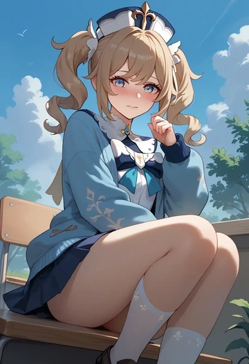 genshin impact,barbara_(genshin_impact),spring,student uniform,cardigan  - AI generated anime art