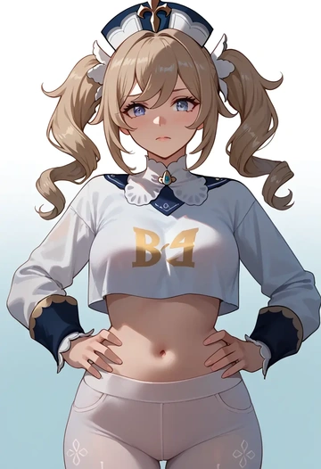 genshin impact,barbara_(genshin_impact),crop top,athletic shorts  - AI generated anime art