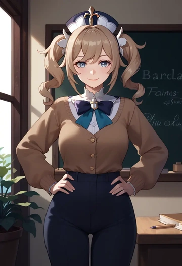 genshin impact,barbara_(genshin_impact),teacher, sweater  - AI generated anime art